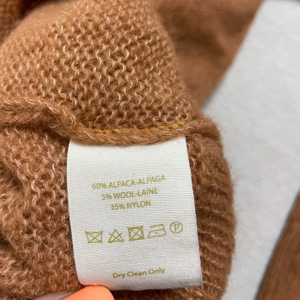 Free People Gossamer Terracotta Alpaca Wool Vneck Sweater Oversize XS Fall Boho - Picture 5 of 6